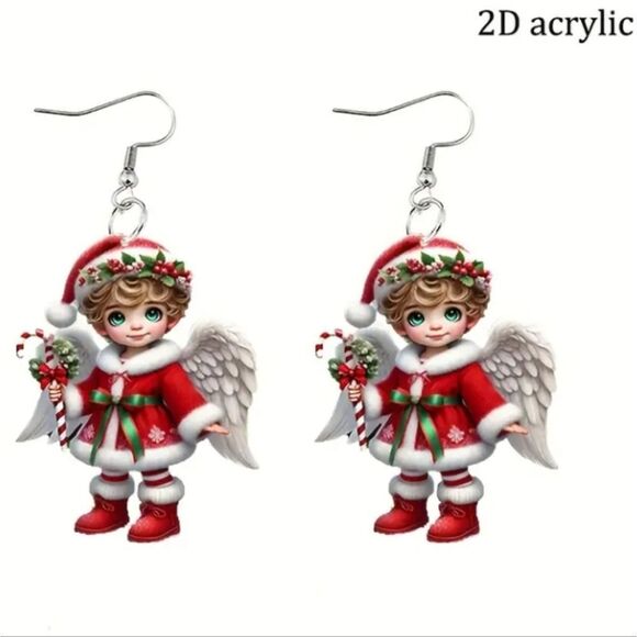 Hand crafted holiday dangle earrings - Picture 1 of 8